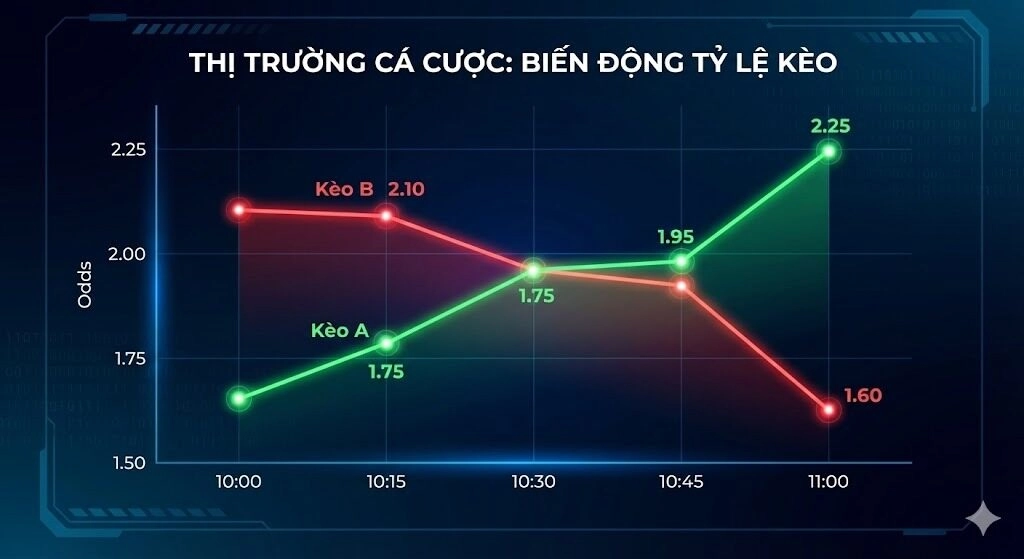 Thời điểm vàng trong cách xem biến động tỷ lệ kèo